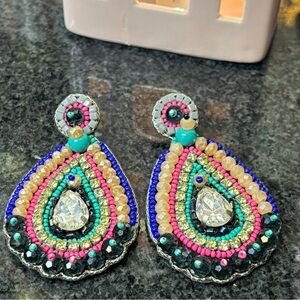 Beautiful Colorful Boutique Beaded Teardrop Earrings! Stunning! 💕